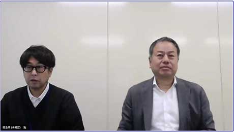 写真：事例紹介する徳島市富永氏、とくぎんトモニリンクアップ天野氏