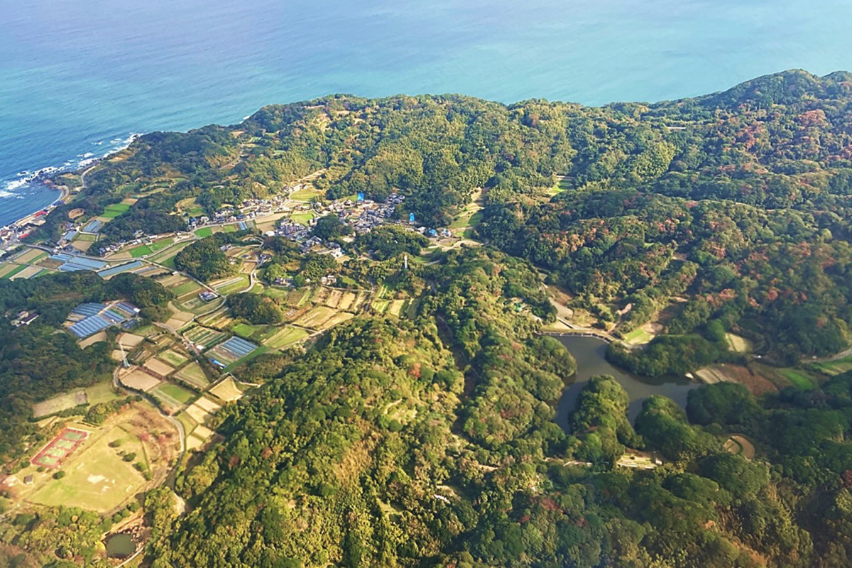 里山のモザイク状の土地利用の写真（福岡県志賀島）