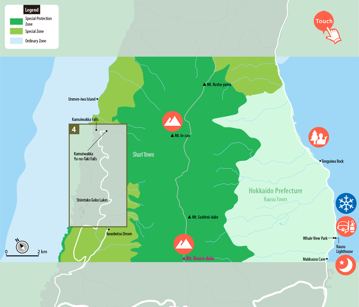 Shiretoko Mountain Range Area MAP