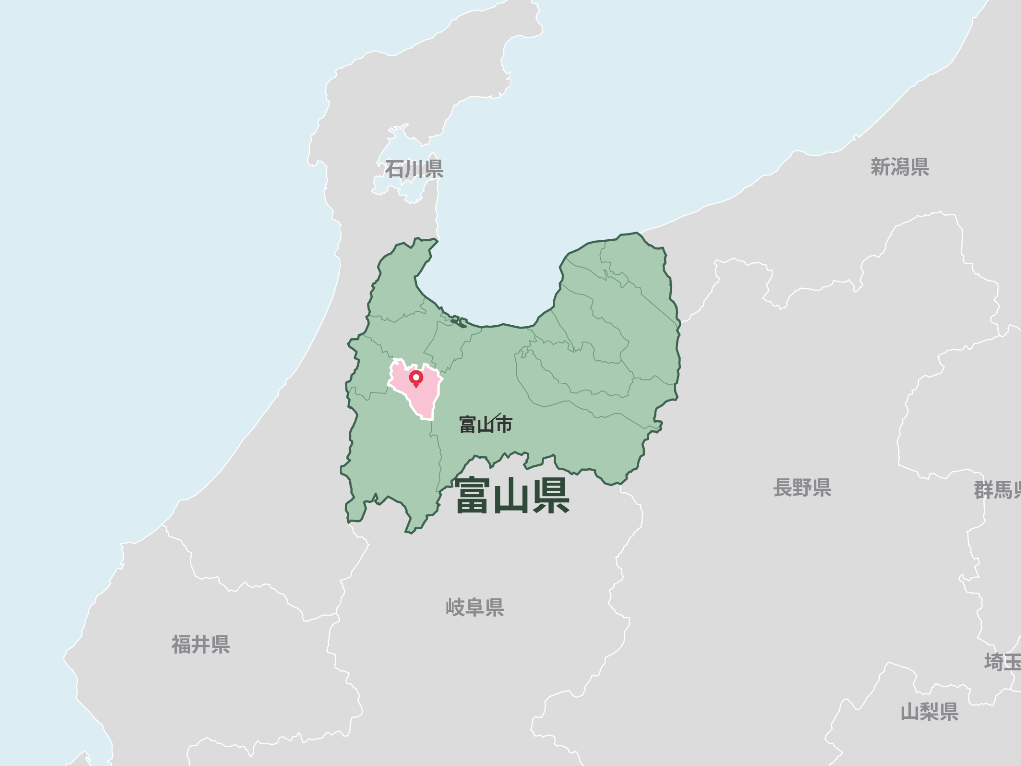 富山県砺波市の位置を示す地図