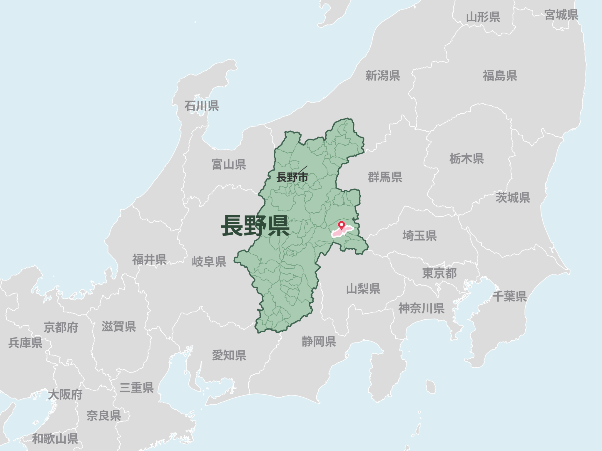 長野県小海町の位置を示す地図