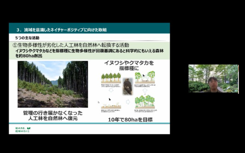 三菱地所の流域を意識したネイチャーポジティブに向けた取組（Teams live画面）